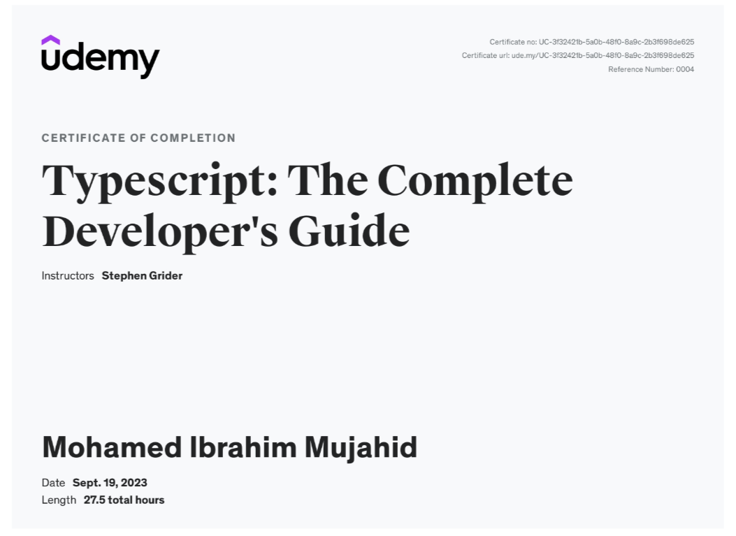 Certificate for Advanced Typescript with React Class Components